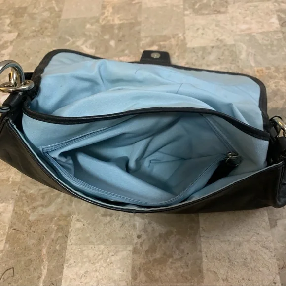 Authentic Coach Soho Y2K Black Leather Bag Vintage Big Buckle Flap Shoulder Hobo - Picture 15 of 16